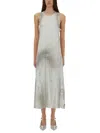 Diesel Sleeveless Long Dress In Soft Cotton Blend With Subtle Sheen In Grey