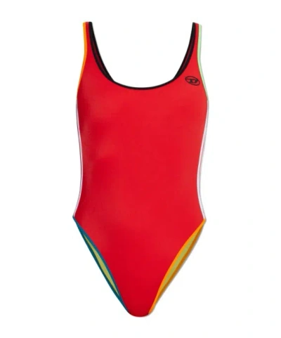 Diesel Sleeveless One-piece Swimsuit In Red