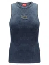 Diesel Sleeveless Ribbed Knit Top With Oval Cutout In Blue