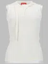 Diesel Sleeveless Ribbed Zip-front Top With Tie Strap In White