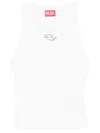 Diesel Sleeveless Ribbed Knit Top With Metallic Logo Detail