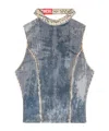 Diesel Cotton Top With Sequins In Blue