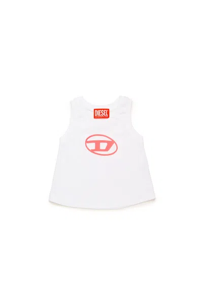 Diesel Sleeveless T-shirt Branded With Oval D Logo In White