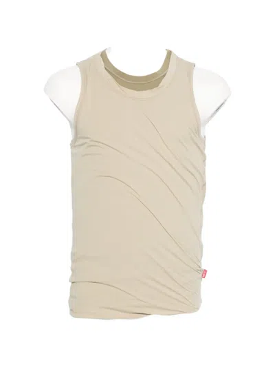 Diesel Sleeveless Fitted Top With Subtle Ruching In Neutral