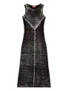 Diesel Sleeveless Textured Maxi Dress With Fitted Silhouette In Black