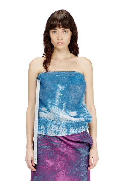 Diesel Sleeveless Top In Coloured Satin Denim In Multi