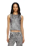 Diesel Distressed Embellished Fitted Sleeveless Top In Grey