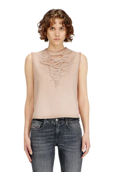 Diesel Sleeveless Top With Devoré Threads In Pink
