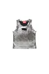 Diesel Kids' Sleeveless Top With Metallic Finish In Grey