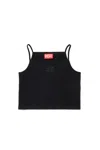 Diesel Kids' Top Smanicato Con Logo Oval D In Strass In Black