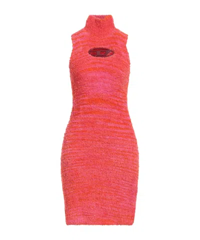 Diesel Sleeveless Two-tone Knit Dress In Red