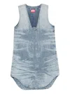 Diesel Denim Sleeveless Dress Curved Hem