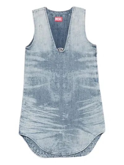 Diesel Sleeveless V-neck Dress In Blue
