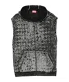 Diesel Hooded Zip-up Vest In Black