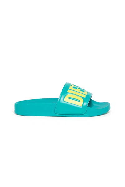 Diesel Slides With Logo In Blue