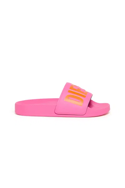 Diesel Slides With Logo In Pink