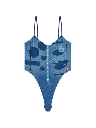Diesel Slim Fit Adjustable Spaghetti Strap Top With Snap Front In Blue