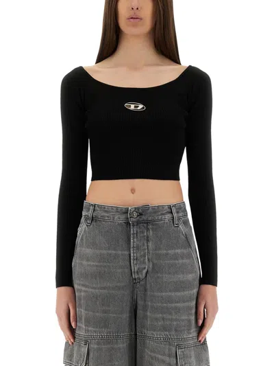 Diesel Slim Fit Long Sleeve Top In Black