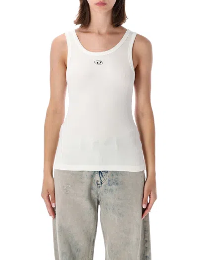 Diesel Slim Fit Ribbed Cotton Tank Top In Bianco