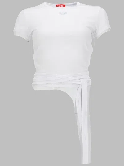 Diesel Slim Fit Ribbed T-shirt For Women In White