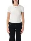 Diesel Slim-fit Stretch Cotton T-shirt With Metallic Oval D Logo In White