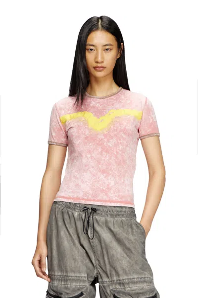 Diesel Slim Fit T-shirt With Oval D Puff Print In Pink