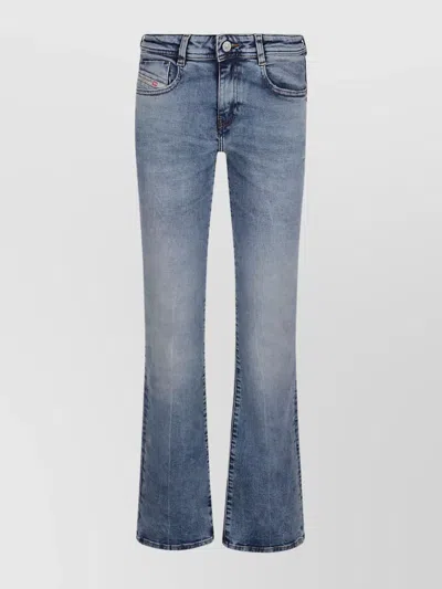 Diesel Slim Fit Trousers With Faded Wash And Five Pockets In Blue
