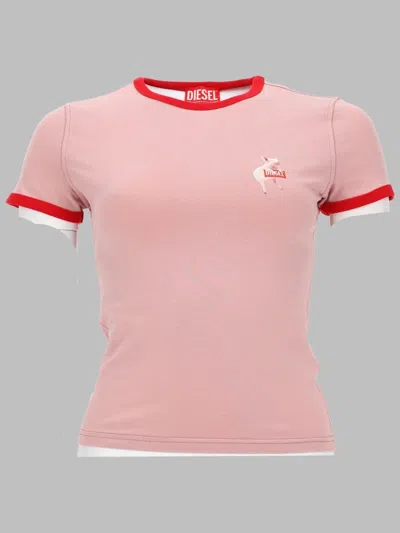 Diesel Slim Fit T-shirt With Stamp Detail In Pink