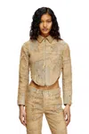 Diesel Slim Jacket In Overdyed Floating-thread Denim In Beige