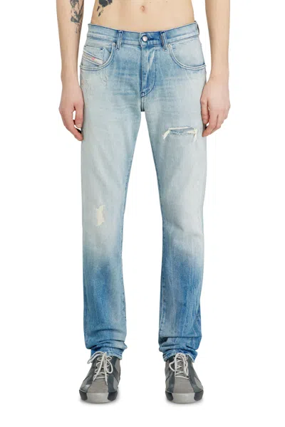 Diesel D-strukt Slim Fit Distressed Jeans In Denim In Blue