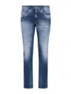 Diesel Slim-fit Distressed Denim Pants With Vintage Wash In Blue