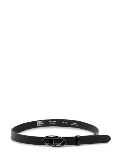 Diesel Slim Oval Buckle Belt In Nero