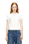 Diesel Slim Ribbed T-shirt With Metallic Oval D In White