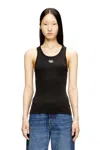 Diesel Slim Ribbed Tank Top With Metallic Oval D In Black
