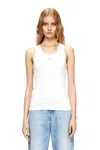 Diesel Slim Ribbed Tank Top With Metallic Oval D In White