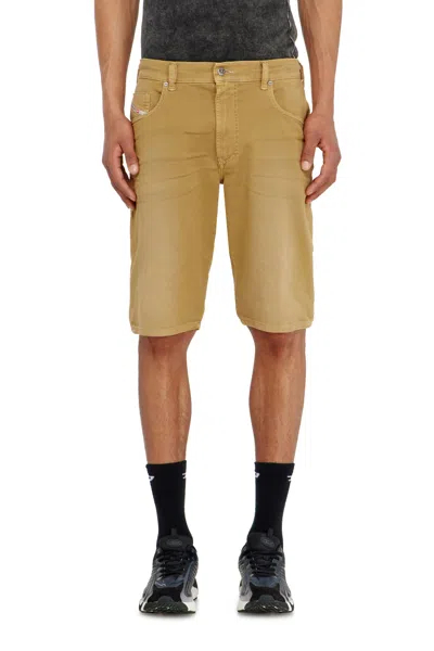 Diesel Slim Shorts In Coloured Denim In Brown