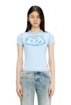 Diesel Blue Slim Graffiti-effect Logo T-shirt In Blue