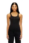 Diesel Slim Tank Top With Laser-cut Oval D In Black