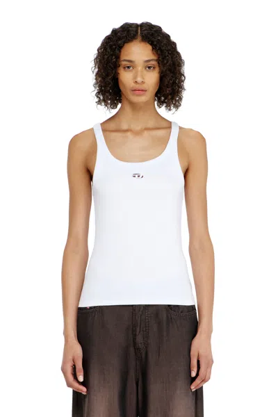 Diesel Slim Tank Top With Laser-cut Oval D In Gray