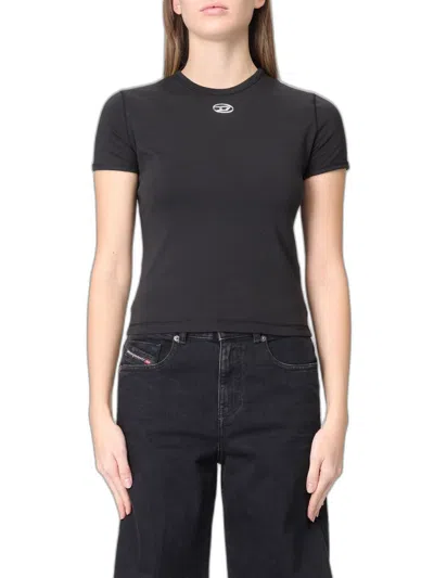 Diesel Slim T-shirt With Metallic Oval D In Black