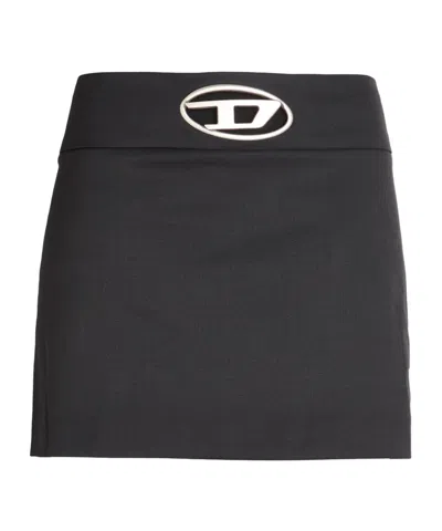 Diesel Slim-fit Solid-colored Pencil Skirt In Black