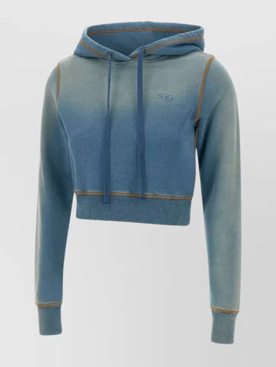 Diesel 'slimmy' Cropped Hooded Sweatshirt In Blue
