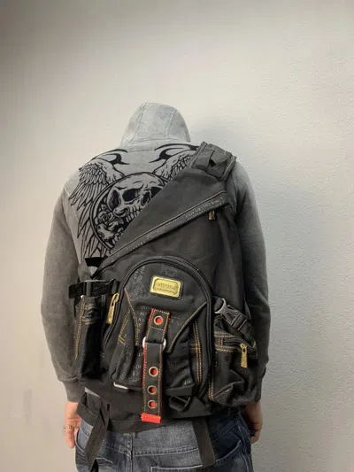 Pre-owned Diesel Sling Bag Vintage Y2k Sling Cargo Bag Multi Pocket In Black