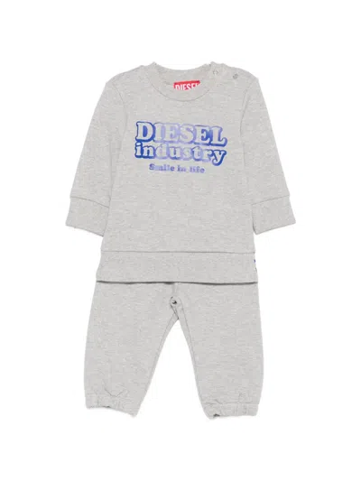 Diesel Babies' Slodimb Logo-print Tracksuit In Gray