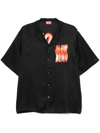 Diesel Slogan-print Shirt In Black