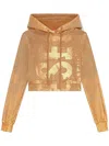 Diesel Slouchy Cropped Hoodie With Metallic Finish In Brown