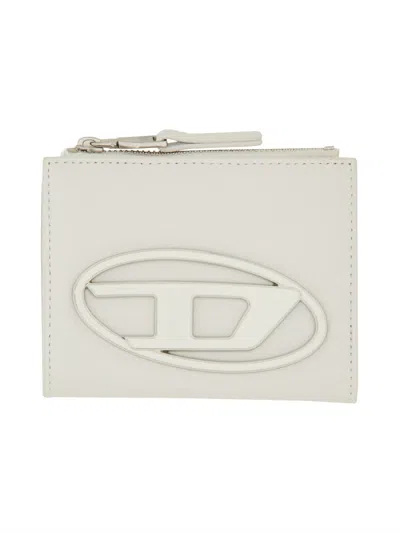 Diesel Small Leather Wallet With Logo Plaque In White