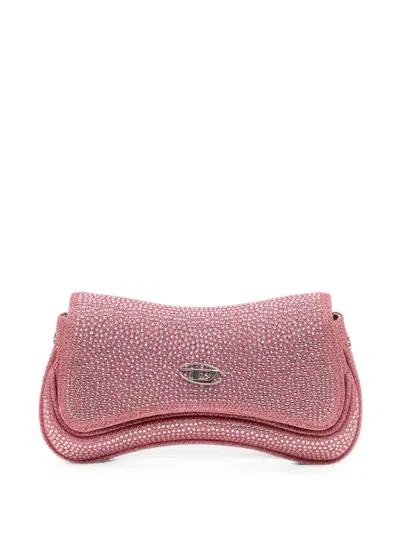 Diesel Small Play Rhinestone-embellished Shoulder Bag In Pink