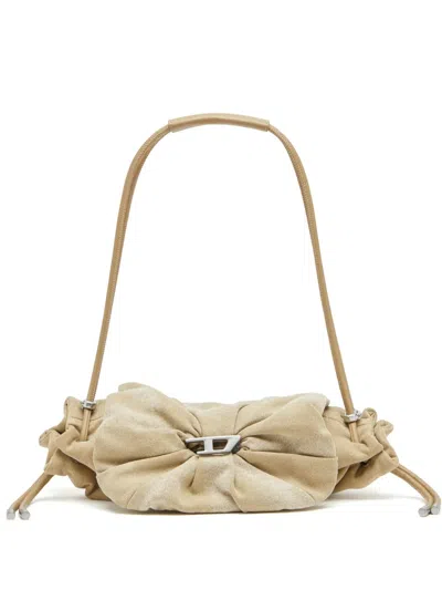 Diesel Womens Scrunch-d Cotton-blend Shoulder Bag Sand