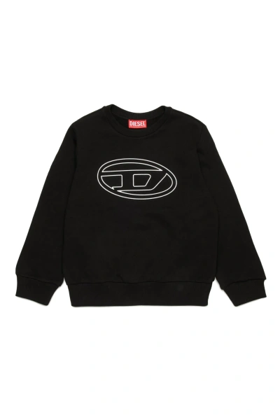 Diesel Kids' Smartbigoval Over Sweat-shirt  Oval D Branded Crew-neck Sweatshirt In Black